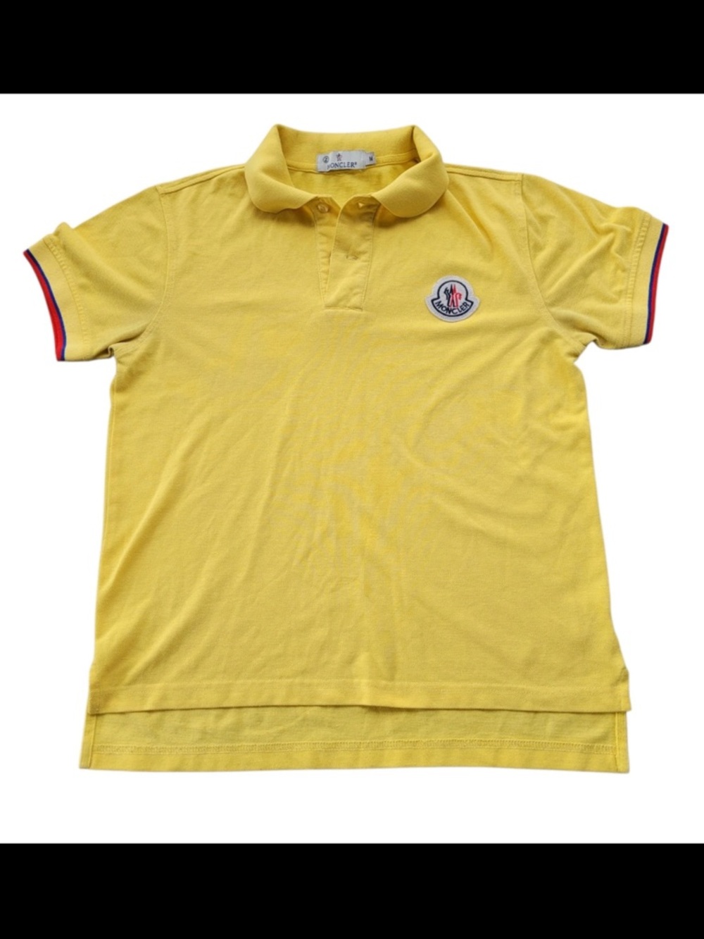 MONCLER Polo Striped Cuff & Collar Name, Size Medium